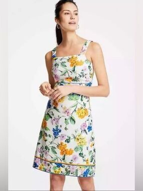 NWT Ann Taylor Floral Linen Blend Dress Petite